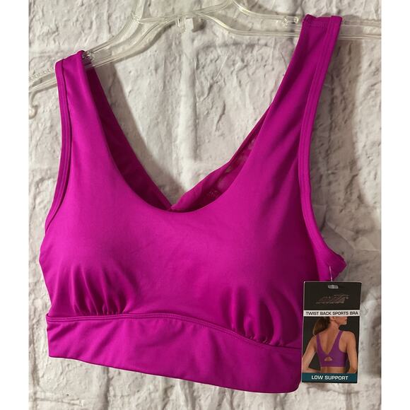 NWT Avia Twist Back Sports Bra Low Support Large Pink - Picture 1 of 5